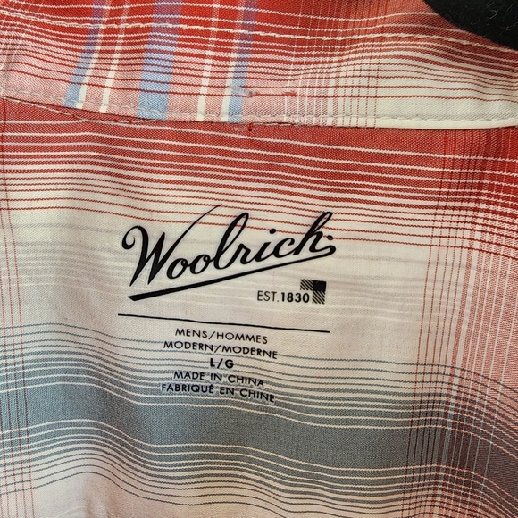 Woolrich Mens ECORICH Plaid SS Cotton Blend L - Picture 3 of 7